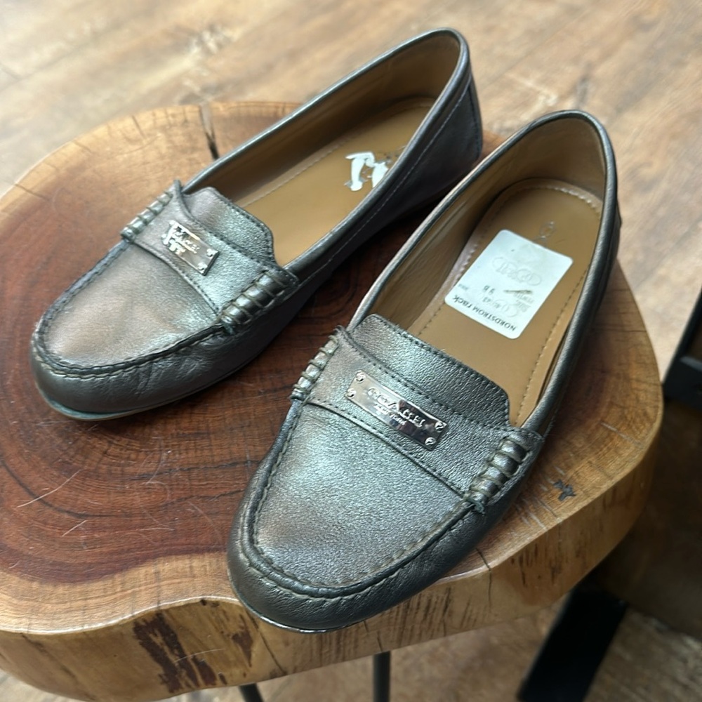 Coach pewter metallic loafers. Very comfortable and  neutral!